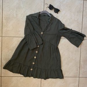 Olive green tunic top/dress linen blend